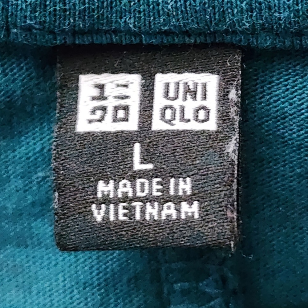 Uniqlo Puff Sleeve Midi Dress Womens Large Teal Cotton Knit Pockets Minimalist - Picture 7 of 13